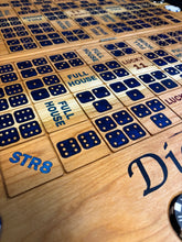 Load image into Gallery viewer, Dice Poker on cherry wood Dark Blue resin