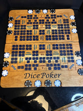 Load image into Gallery viewer, Dice Poker on cherry wood Dark Blue resin