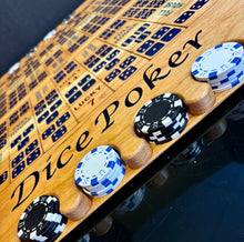 Load image into Gallery viewer, Dice Poker on cherry wood Dark Blue resin