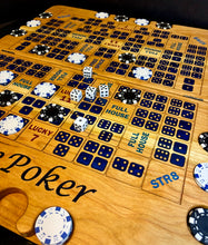 Load image into Gallery viewer, Dice Poker on cherry wood Dark Blue resin