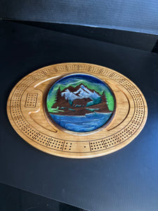 Mountain and Bear scene Crib Board