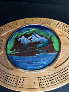 Mountain and Bear scene Crib Board