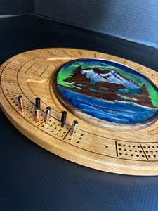 Mountain and Bear scene Crib Board