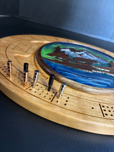 Mountain and Bear scene Crib Board