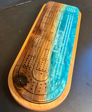 Load image into Gallery viewer, Walnut and blue resin 2pc Crib Board
