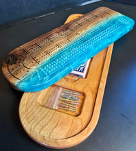 Load image into Gallery viewer, Walnut and blue resin 2pc Crib Board
