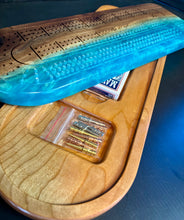 Load image into Gallery viewer, Walnut and blue resin 2pc Crib Board
